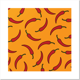 Red chili pepper pattern Posters and Art